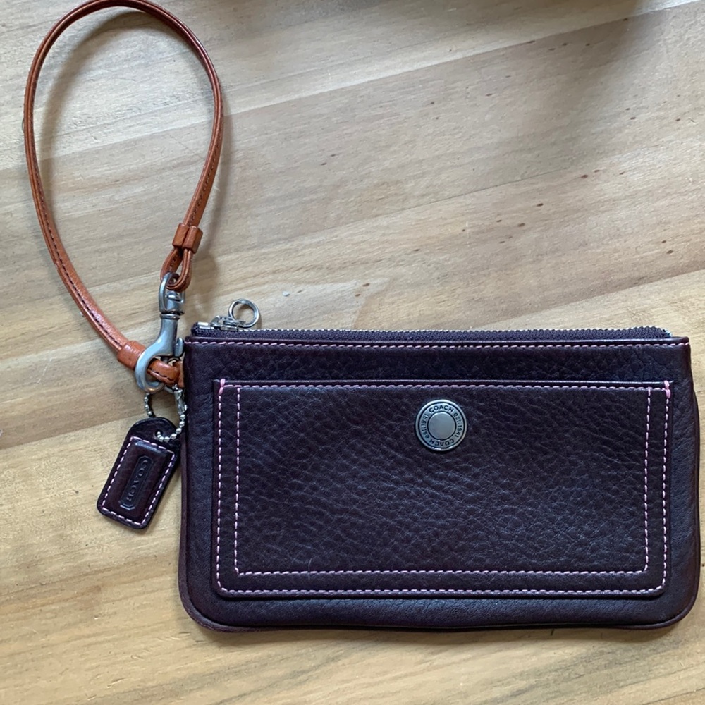 Coach brown wristlet